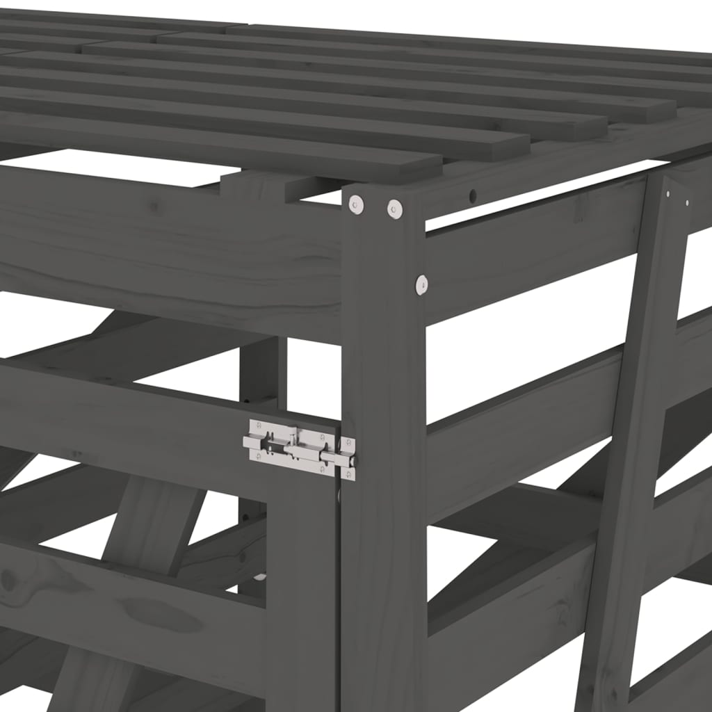 Containerberging Drievoudig Massief Grenenhout Grijs Grijs grenenhout