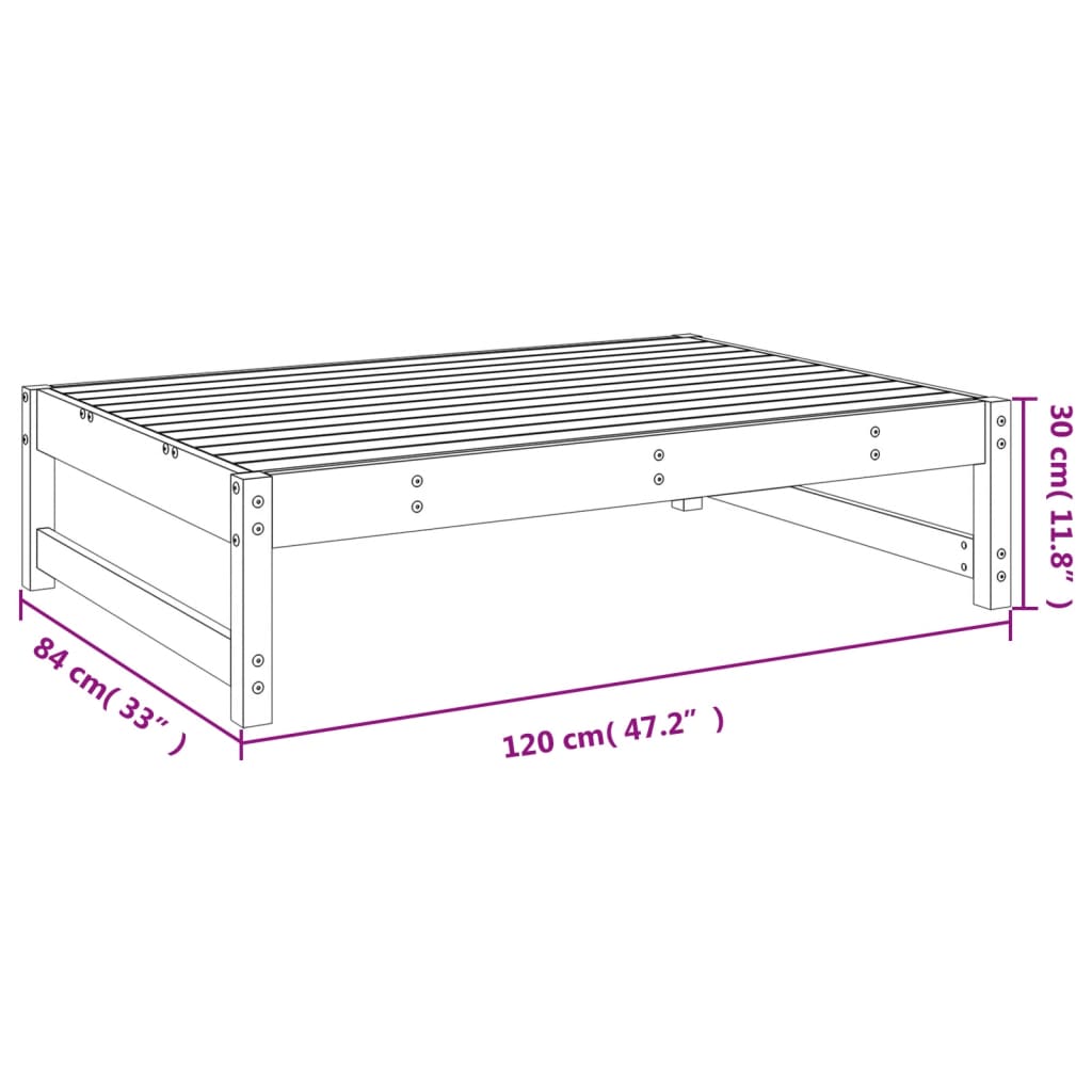 Tuinvoetenbank 20X80 Cm Massief Grenenhout Wit Wit grenenhout Voetensteun