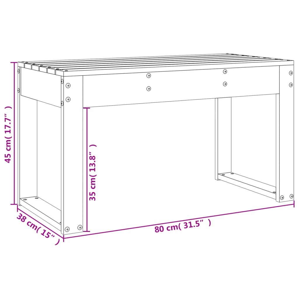 Tuinbank 80X38X45 Cm Massief Grenenhout Zwart 1 80 x 38 x 45 cm Zwart grenenhout