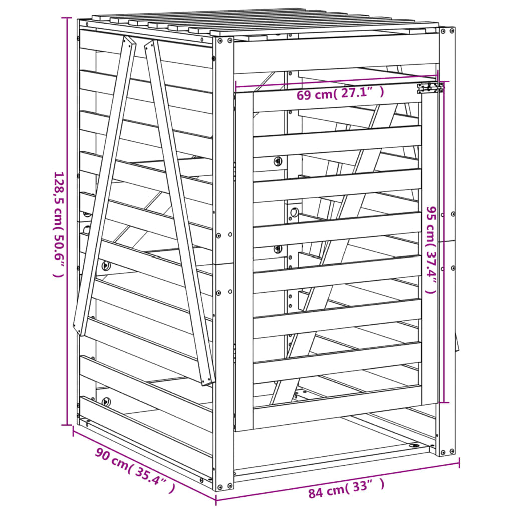 Containerberging 84X90X128,5 Cm Massief Grenenhout Honingbruin 84 x 90 x 128.5 cm Honingbruin grenenhout