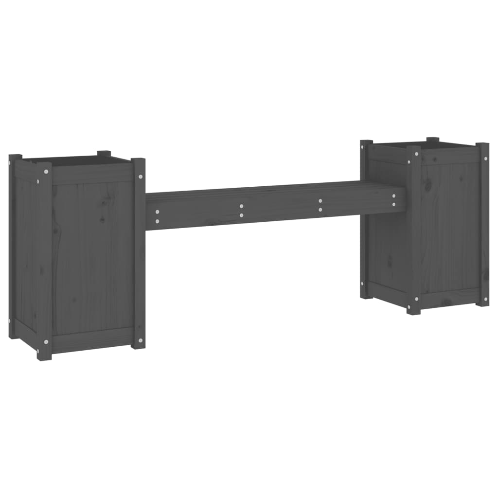 Bankje Met Plantenbakken 180X36X63 Cm Grenenhout Grijs Grijs grenenhout