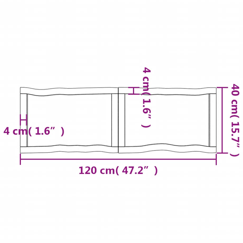 Tafelblad Natuurlijke Rand 20X40X(2-6) Cm Massief Eikenhout Naturel 120 x 40 x 6 cm