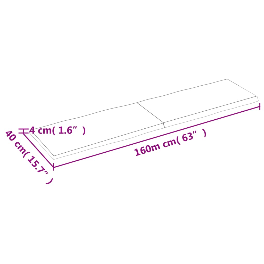 Tafelblad Natuurlijke Rand 60X40X(2-4) Cm Eikenhout Lichtbruin 160 x 40 x 4 cm