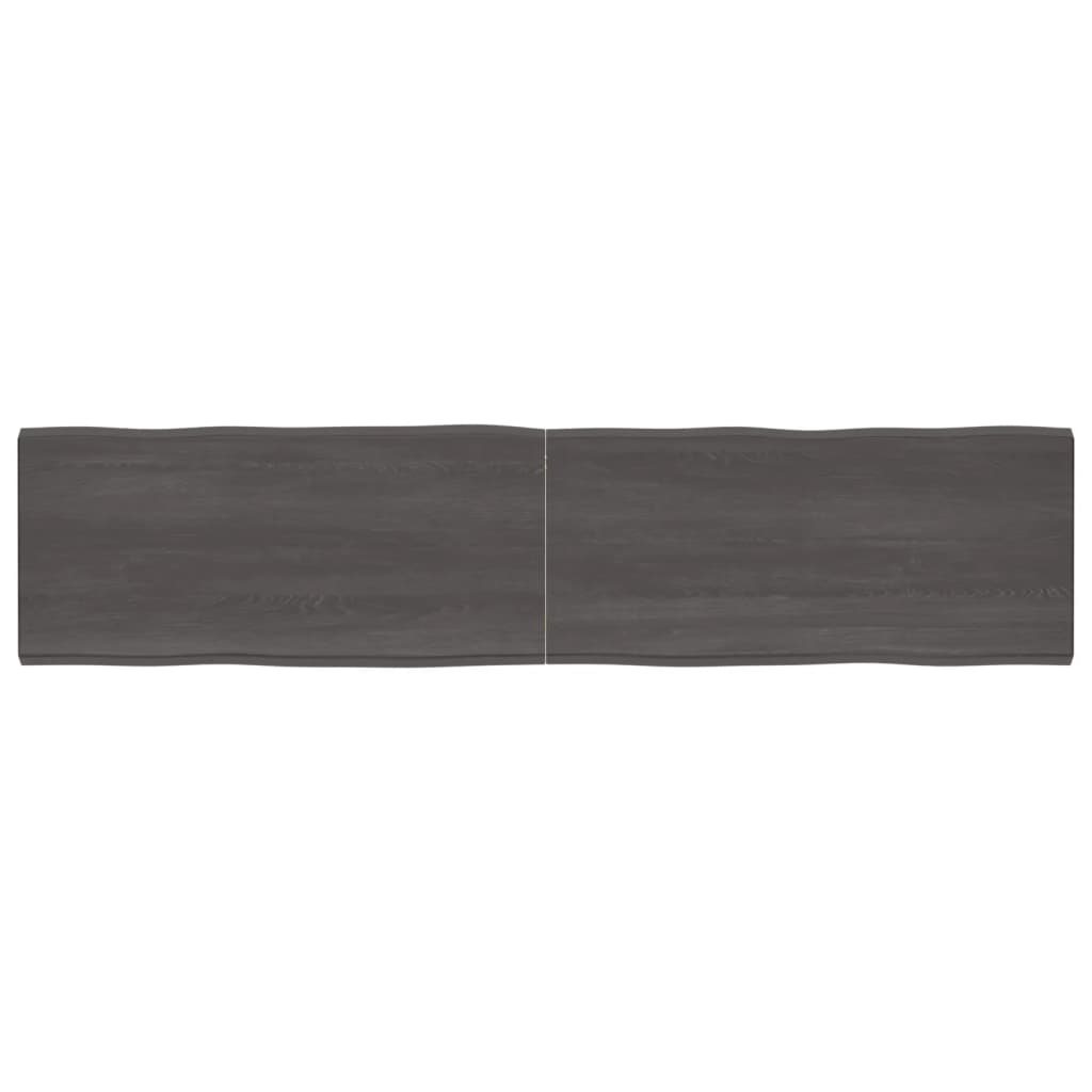 Tafelblad Natuurlijke Rand 220X50X(2-6)Cm Eikenhout Donkerbruin 220 x 50 x 6 cm