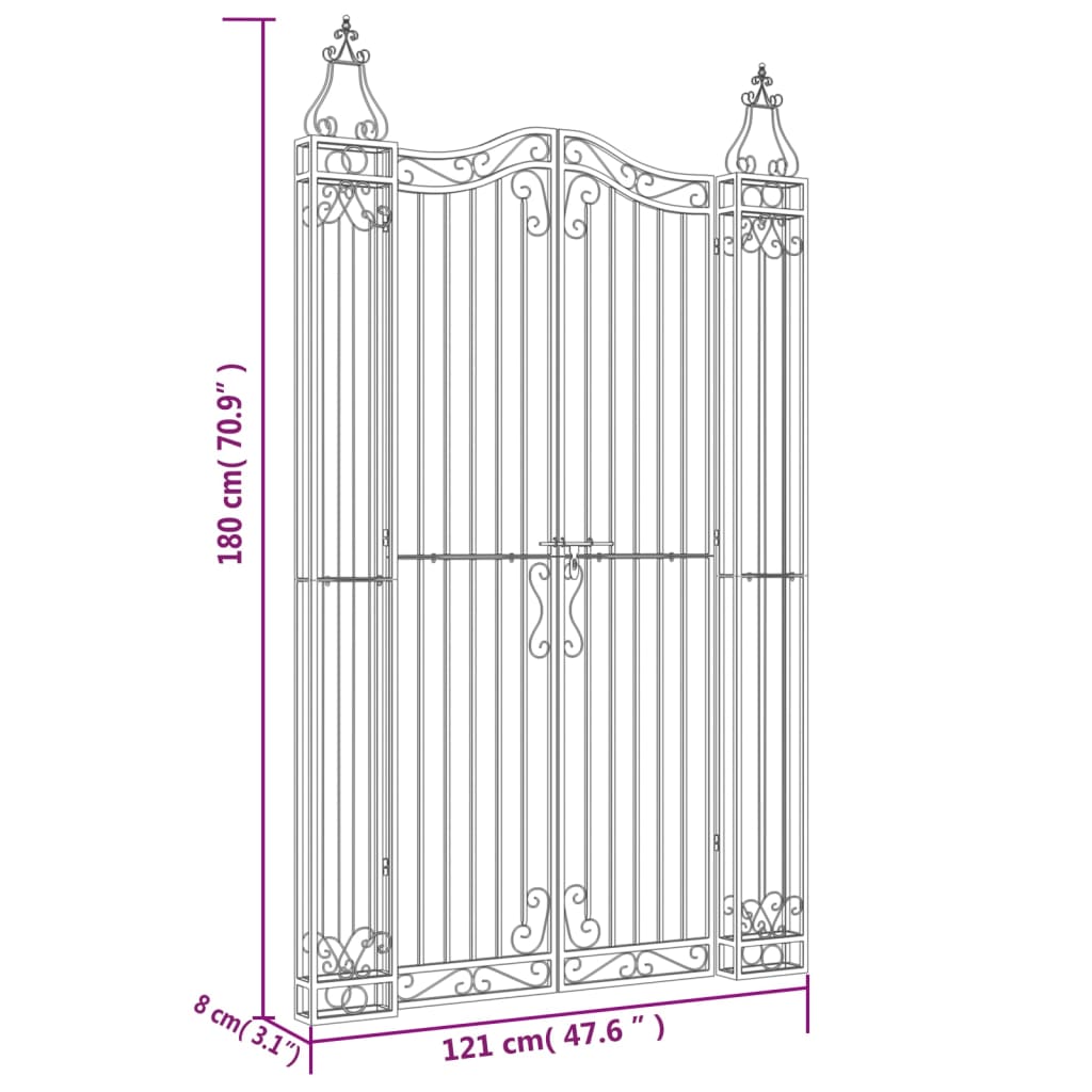 Poort 121x8x180 cm smeedijzer zwart