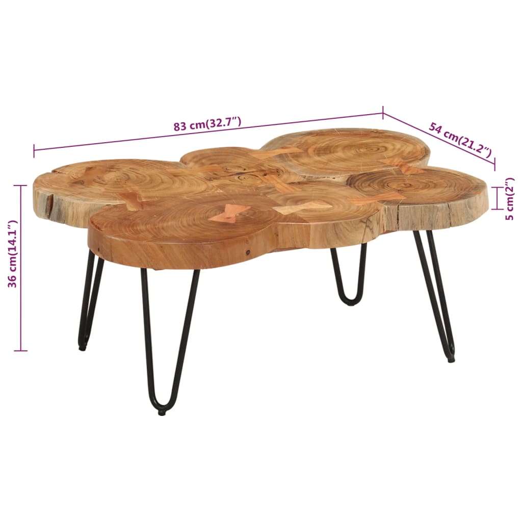 Salontafel 36 Cm 6 Boomstammen Massief Acaciahout 83 x 54 x 36 cm