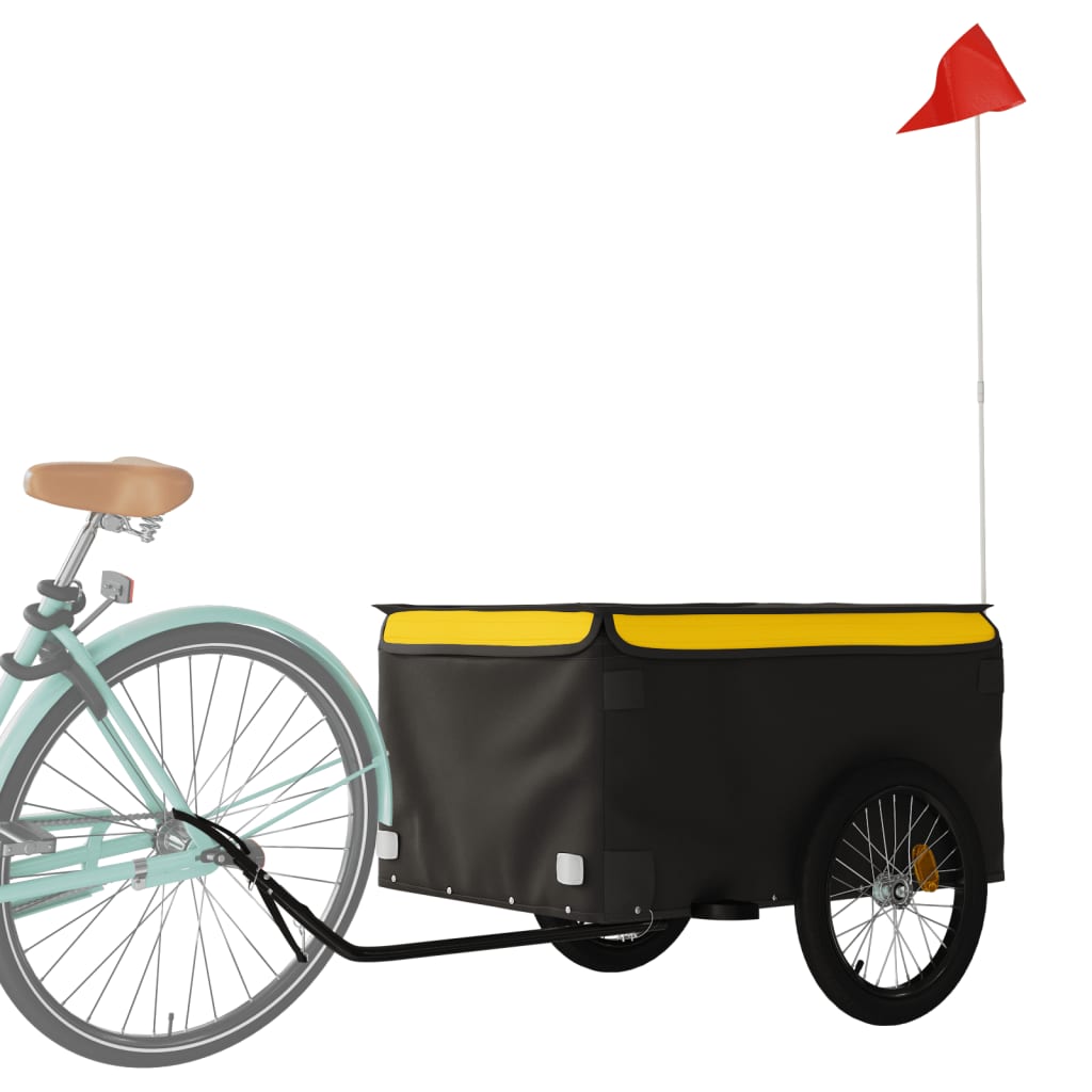 Fietstrailer 45 kg ijzer zwart en geel