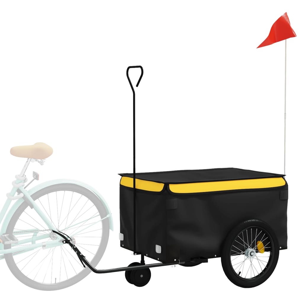 Fietstrailer 30 Kg Ijzer Zwart En Geel 124 x 53 x 45 cm