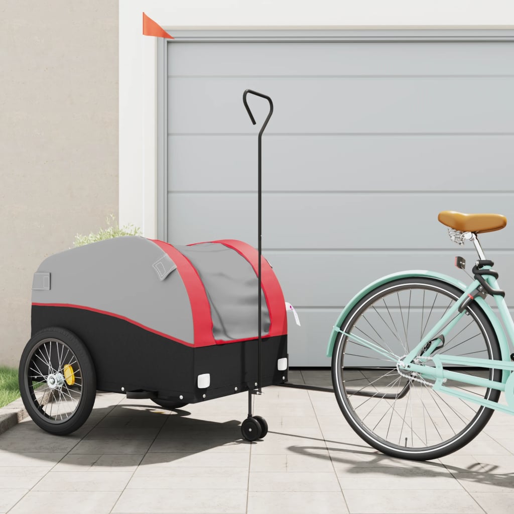 Fietstrailer 45 Kg Ijzer Zwart En Rood 68 x 133 x 68 cm