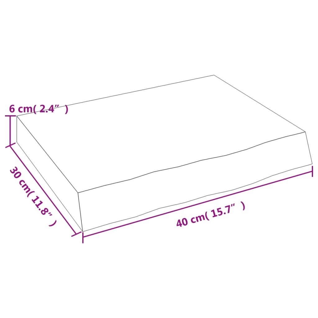 Wastafelblad 40X30X(2-6) Cm Behandeld Massief Hout Lichtbruin 40 x 30 x 6 cm