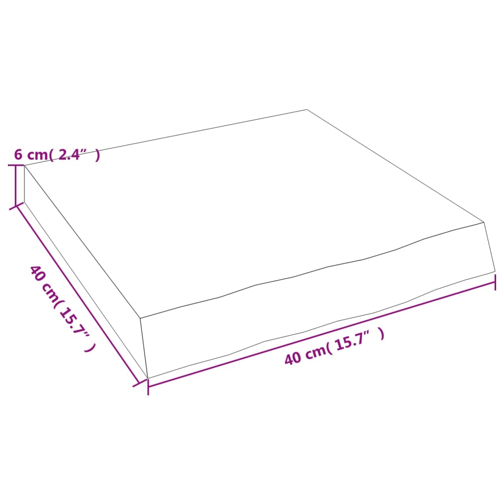 Wastafelblad 40X40X(2-6) Cm Behandeld Massief Hout Lichtbruin 40 x 40 x 6 cm