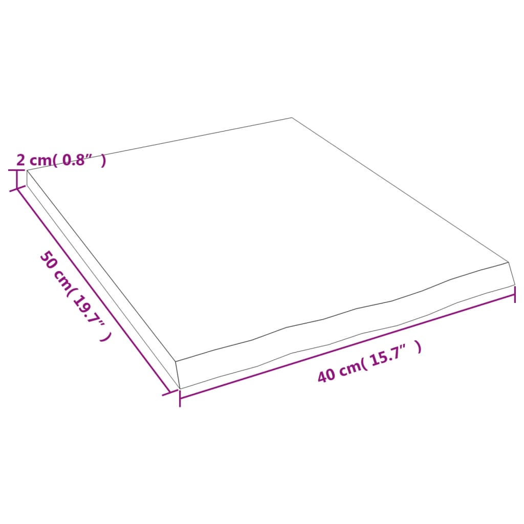 Wastafelblad 40X50X2 Behandeld Massief Hout Lichtbruin 40 x 50 x 2 cm