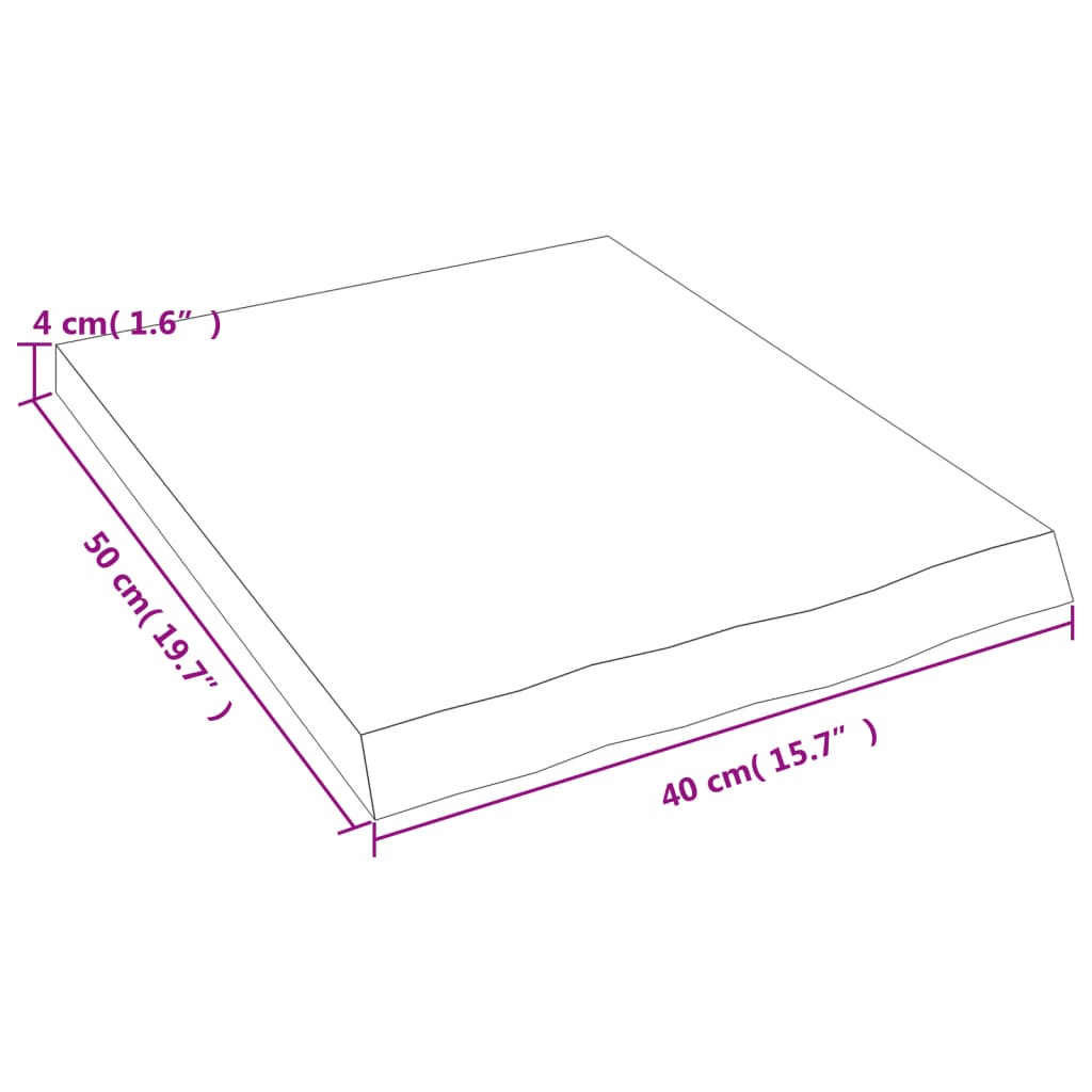 Wastafelblad 40X50X(2-4) Cm Behandeld Massief Hout Lichtbruin 40 x 50 x 4 cm