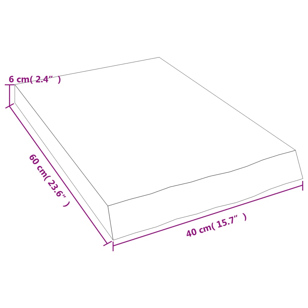 Wastafelblad 40X60X(2-6) Cm Behandeld Massief Hout Lichtbruin 40 x 60 x 6 cm