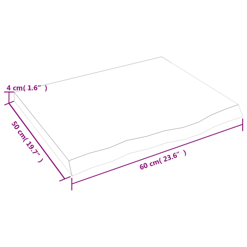 Wastafelblad 60X50X(2-4) Cm Behandeld Massief Hout Lichtbruin 60 x 50 x 4 cm