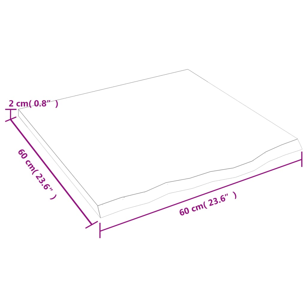 Wastafelblad 60X60X2 Behandeld Massief Hout Lichtbruin 60 x 60 x 2 cm