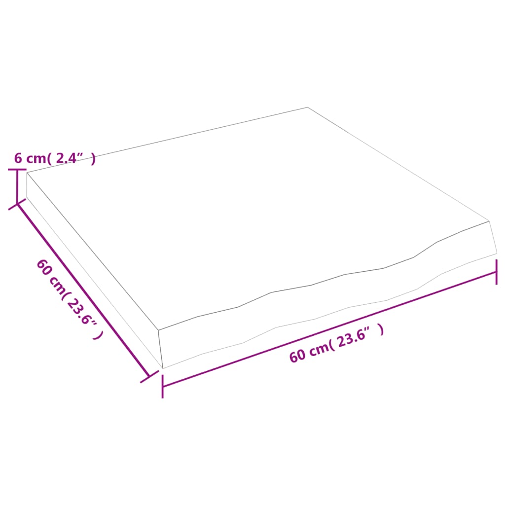 Wastafelblad 60X60X(2-6) Cm Behandeld Massief Hout Lichtbruin 60 x 60 x 6 cm