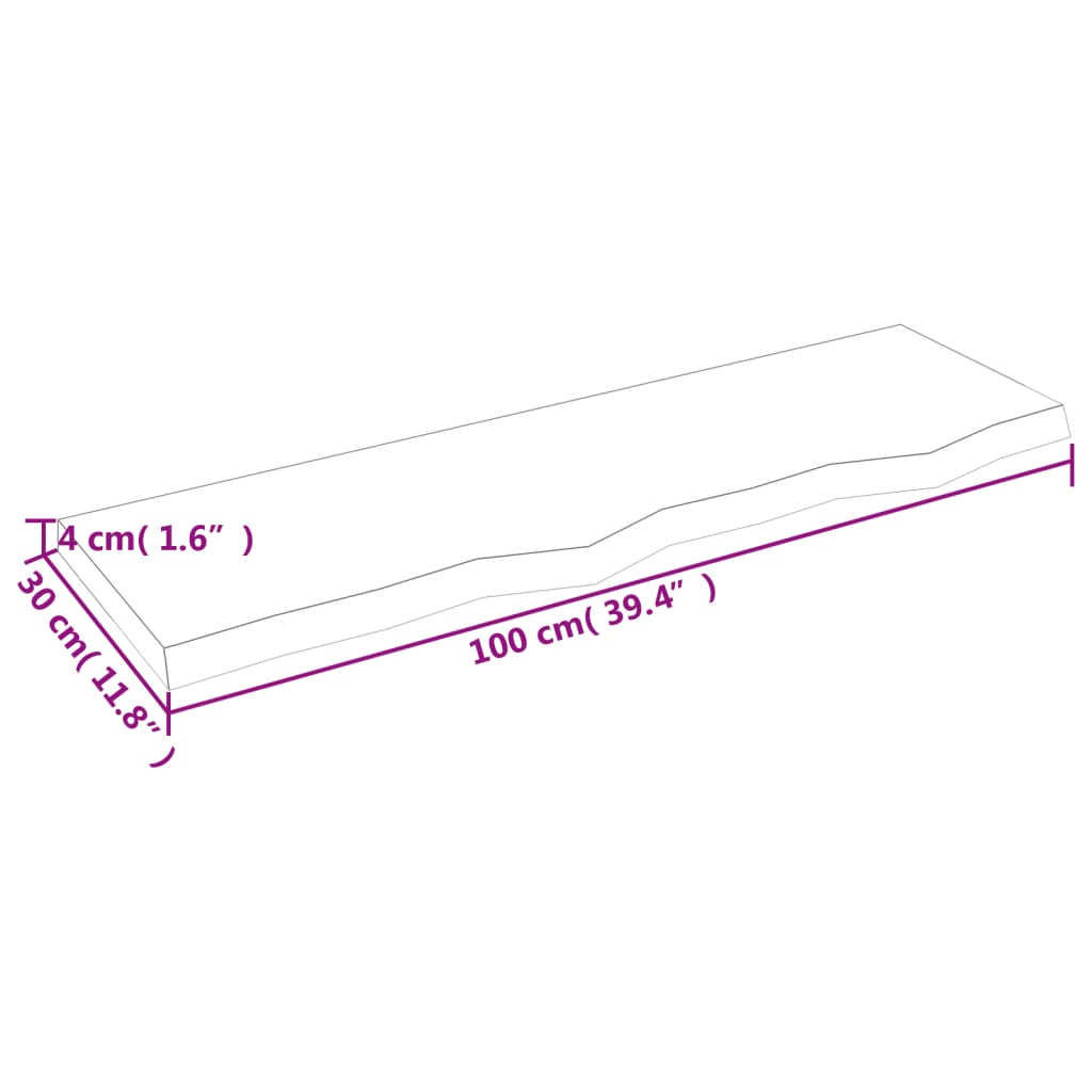 Wastafelblad 100X30X(2-4) Cm Behandeld Massief Hout Lichtbruin 100 x 30 x 4 cm