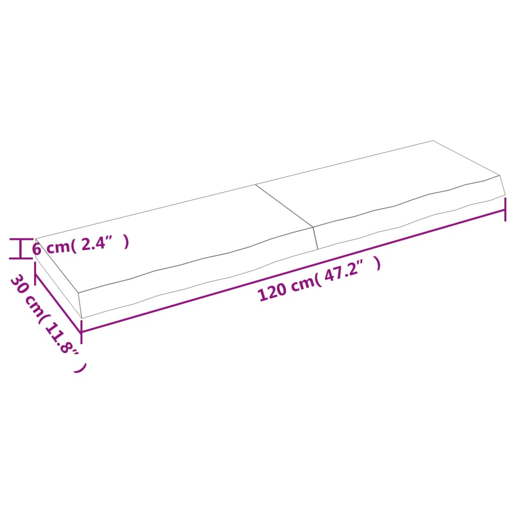 Wastafelblad 120X30X(2-6) Cm Behandeld Massief Hout Lichtbruin 120 x 30 x 6 cm