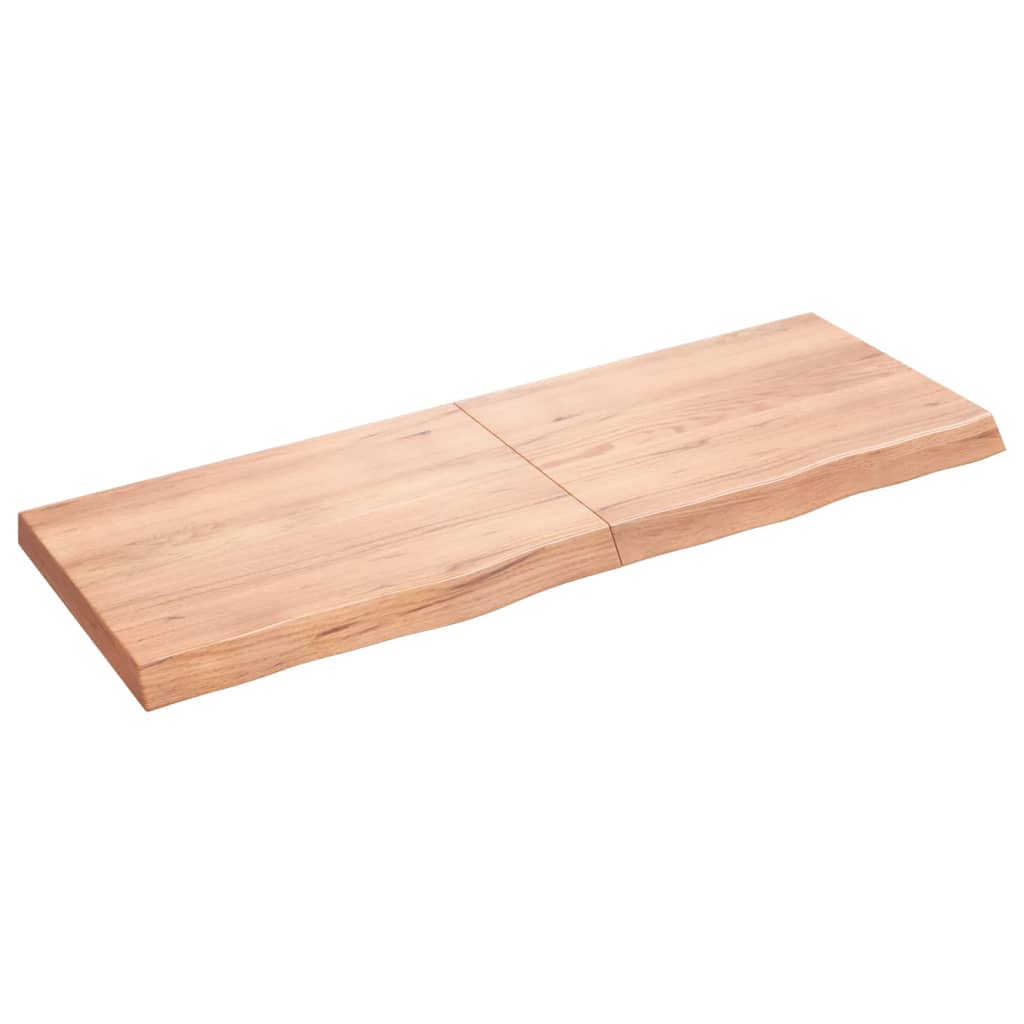 Wastafelblad 140X50X(2-6) Cm Behandeld Massief Hout Lichtbruin 140 x 50 x 6 cm