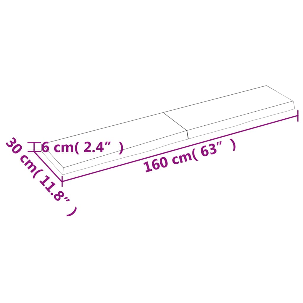 Wastafelblad 160X30X(2-6) Cm Behandeld Massief Hout Lichtbruin 160 x 30 x 6 cm