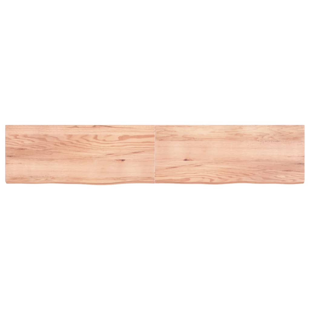 Wastafelblad 200X40X(2-6) Cm Behandeld Massief Hout Lichtbruin 200 x 40 x 6 cm