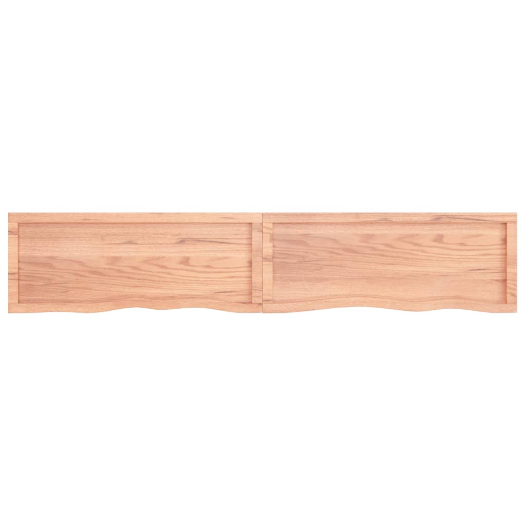 Wastafelblad 200X40X(2-6) Cm Behandeld Massief Hout Lichtbruin 200 x 40 x 6 cm