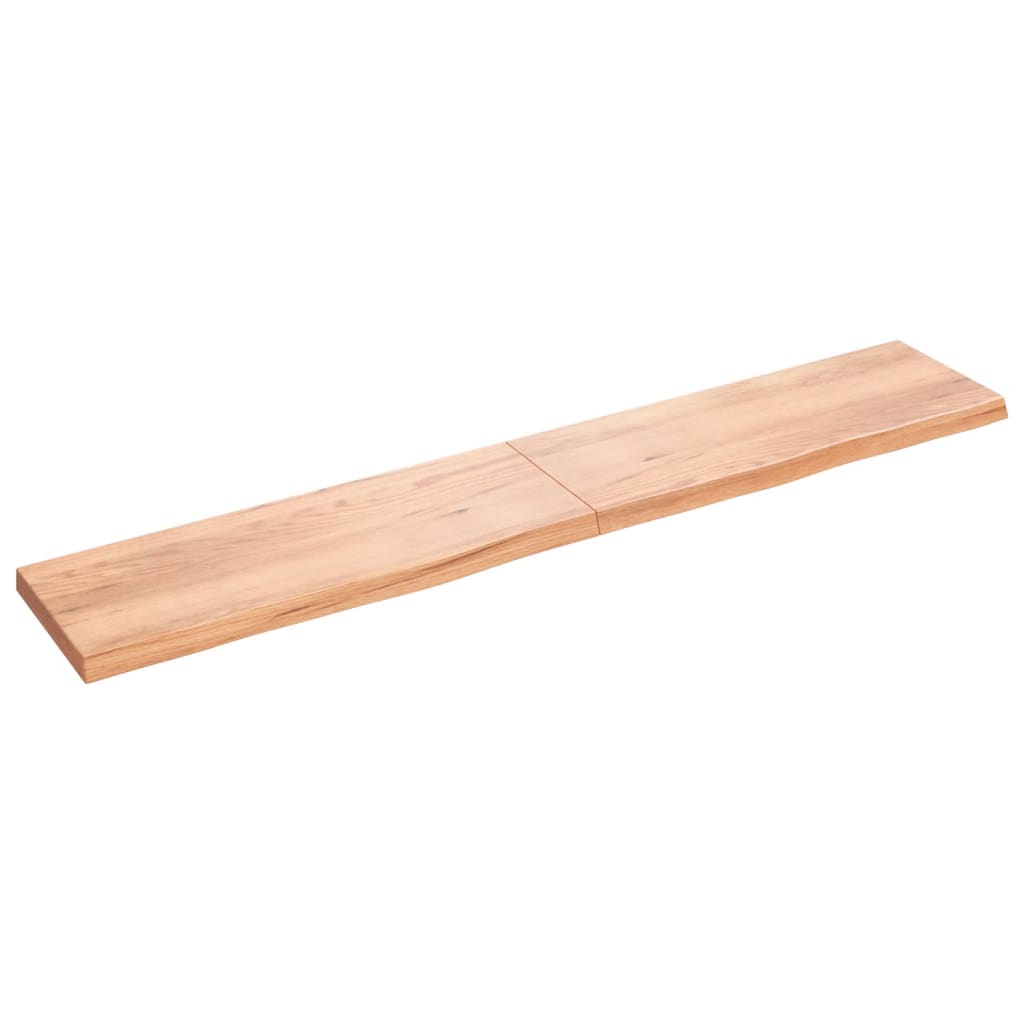 Wastafelblad 220X40X(2-6) Cm Behandeld Massief Hout Lichtbruin 220 x 40 x 6 cm