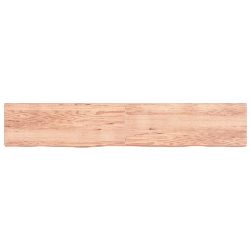 Wastafelblad 220X40X(2-6) Cm Behandeld Massief Hout Lichtbruin 220 x 40 x 6 cm