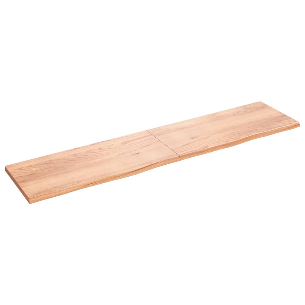 Wastafelblad 220X50X(2-4) Cm Behandeld Massief Hout Lichtbruin 220 x 50 x 4 cm