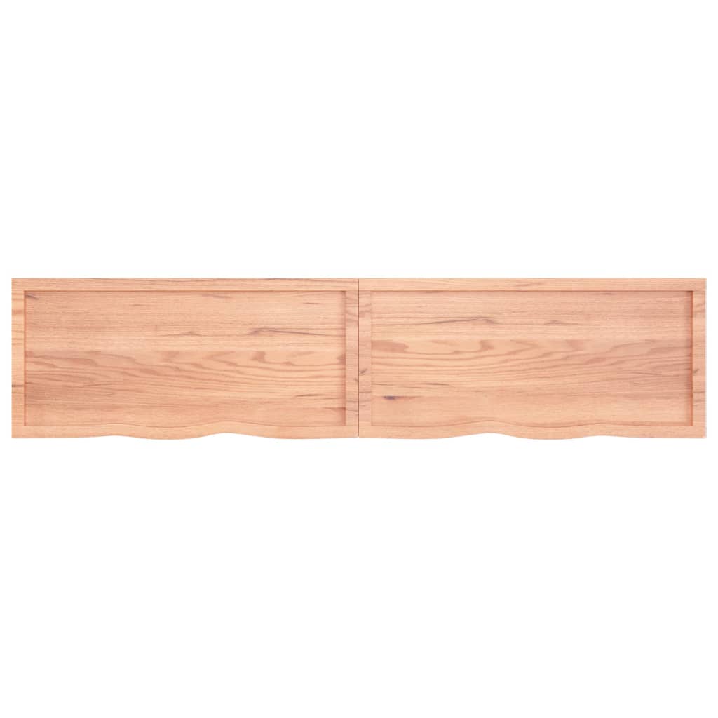 Wastafelblad 220X50X(2-4) Cm Behandeld Massief Hout Lichtbruin 220 x 50 x 4 cm