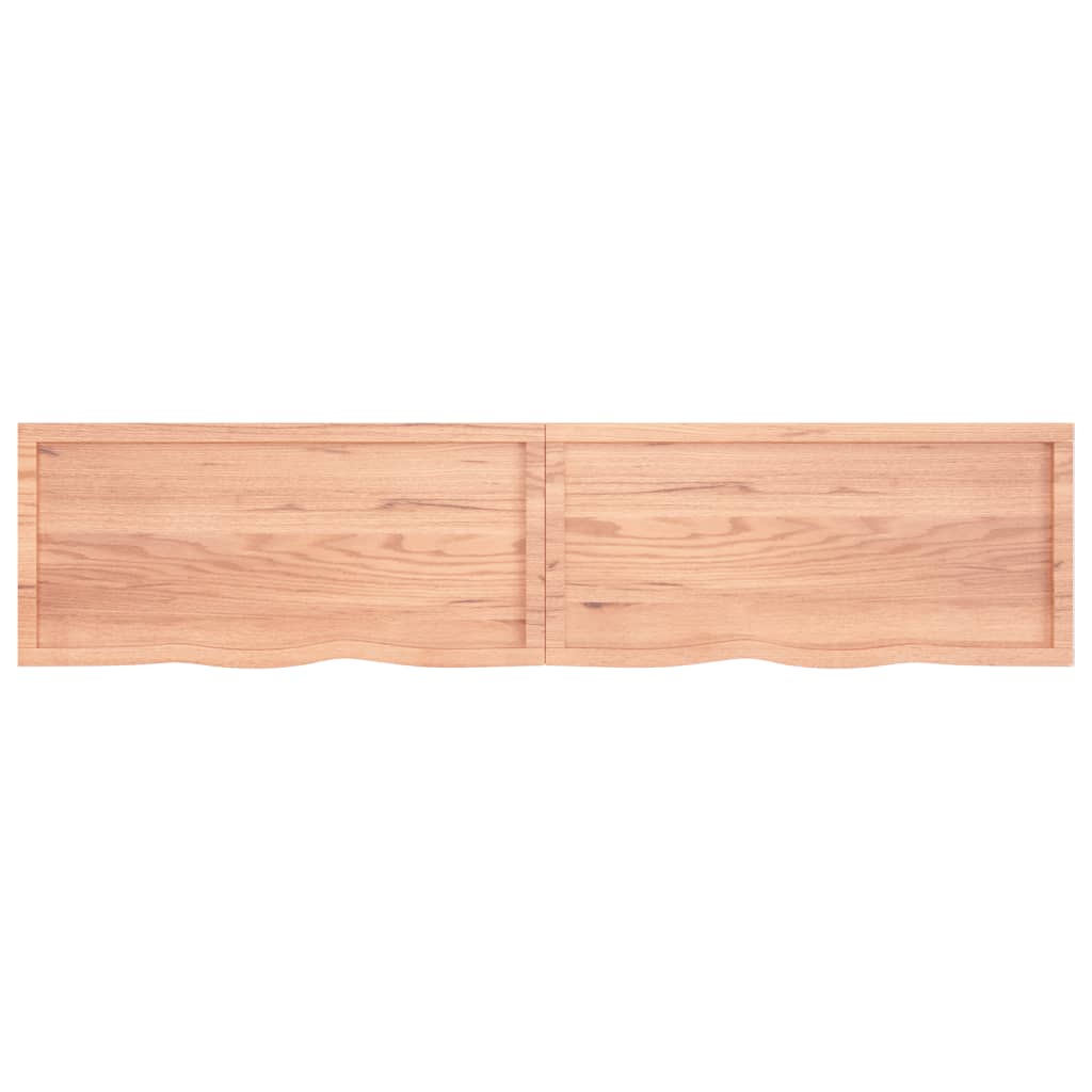 Wastafelblad 220X50X(2-6) Cm Behandeld Massief Hout Lichtbruin 220 x 50 x 6 cm