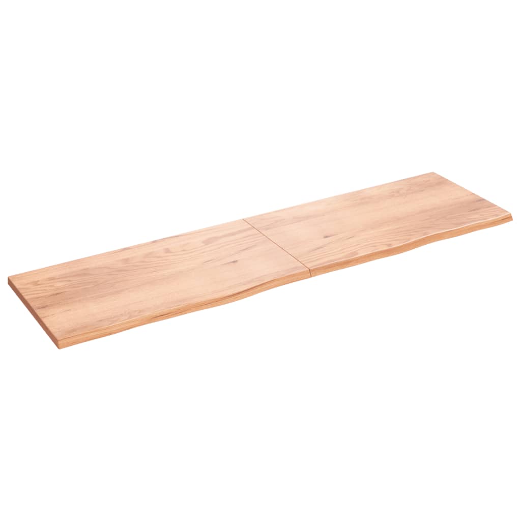 Wastafelblad 220X60X(2-4) Cm Behandeld Massief Hout Lichtbruin 220 x 60 x 4 cm