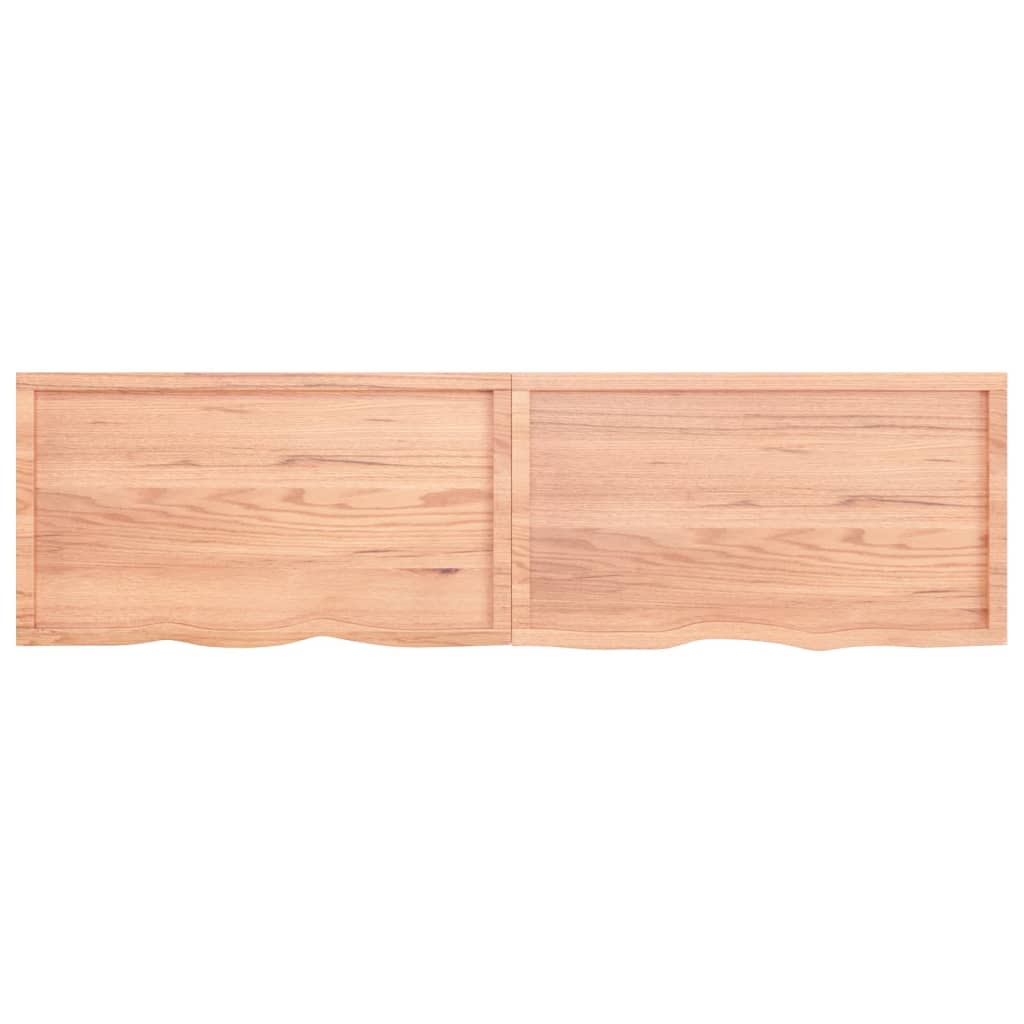 Wastafelblad 220X60X(2-4) Cm Behandeld Massief Hout Lichtbruin 220 x 60 x 4 cm