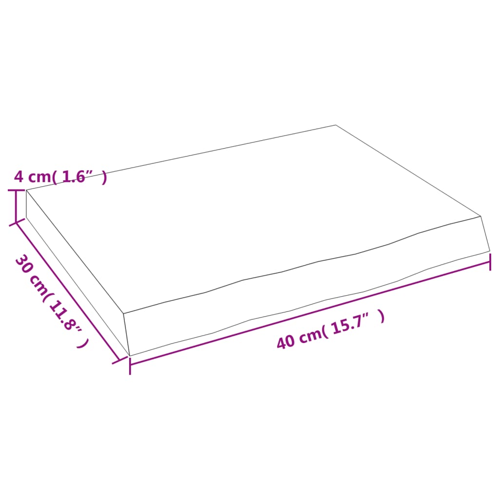 Wastafelblad 40X30X(2-4) Cm Behandeld Massief Hout Donkergrijs 40 x 30 x 4 cm