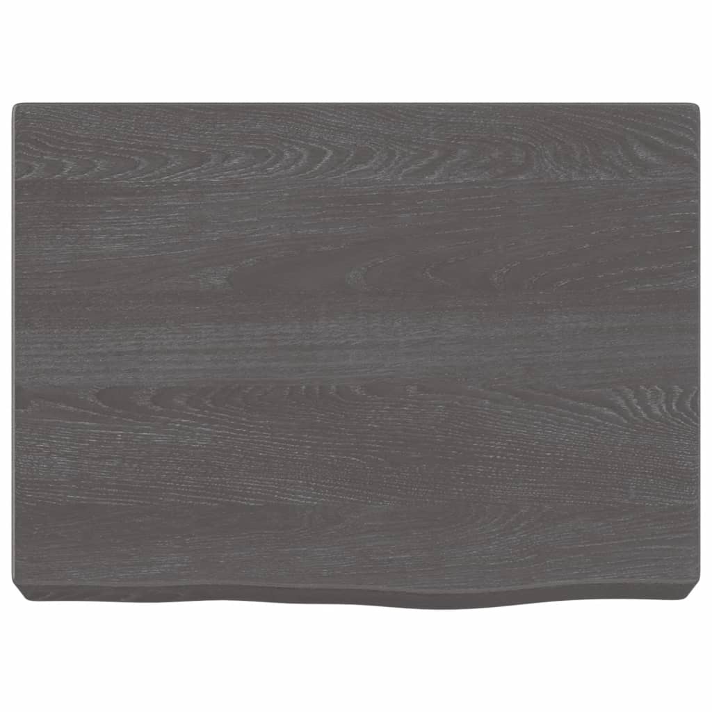 Wastafelblad 40X30X(2-6) Cm Behandeld Massief Hout Donkergrijs 40 x 30 x 6 cm