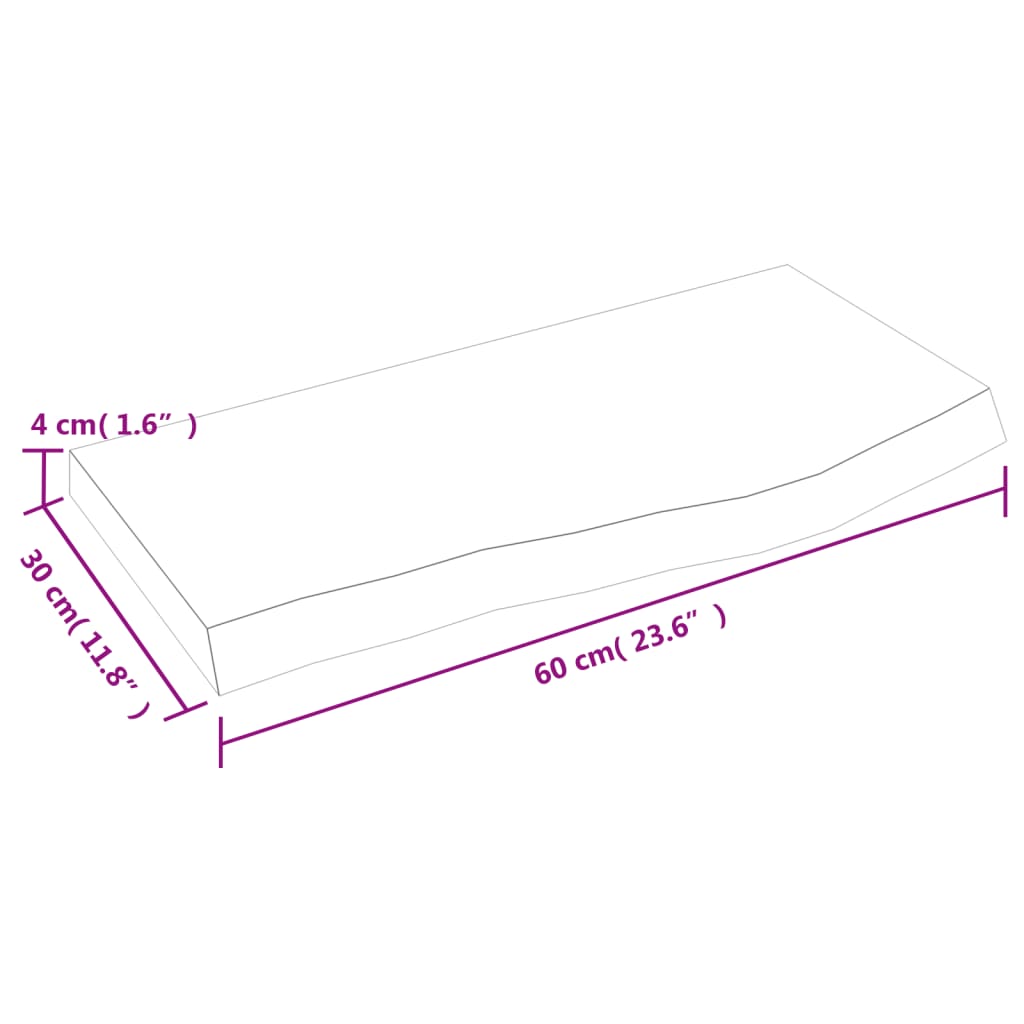 Wastafelblad 60X30X(2-4) Cm Behandeld Massief Hout Donkergrijs 60 x 30 x 4 cm