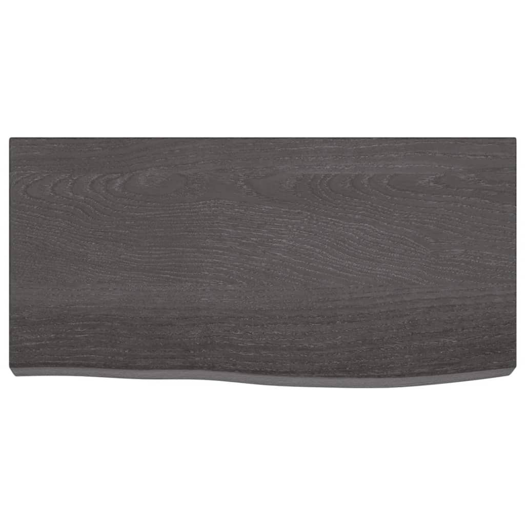 Wastafelblad 60X30X(2-6) Cm Behandeld Massief Hout Donkergrijs 60 x 30 x 6 cm