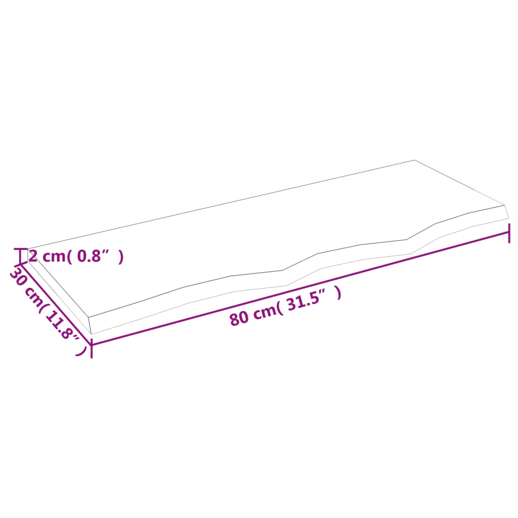 Wastafelblad Behandeld Massief Hout Donkergrijs 80 x 30 x 2 cm