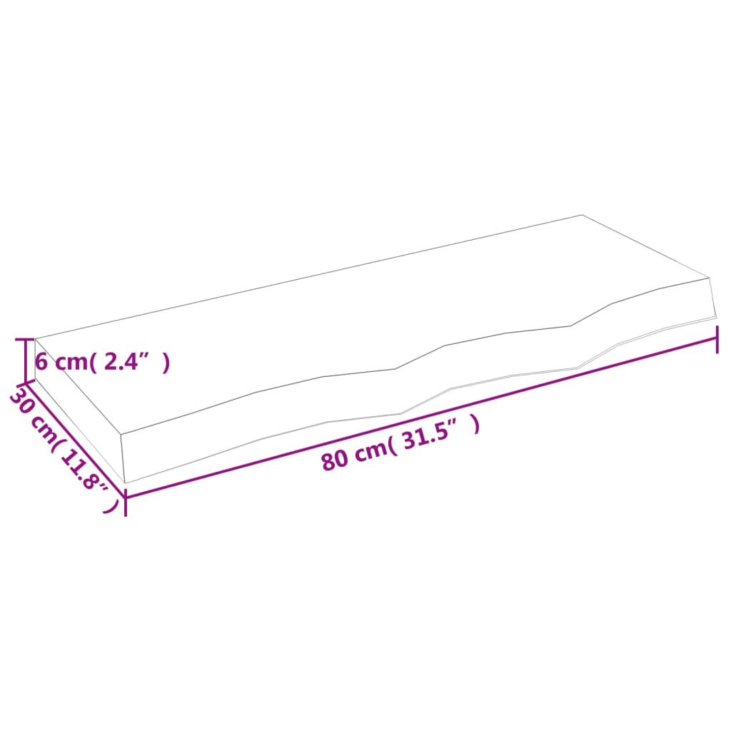 Wastafelblad 80X30X(2-6) Cm Behandeld Massief Hout Donkergrijs 80 x 30 x 6 cm