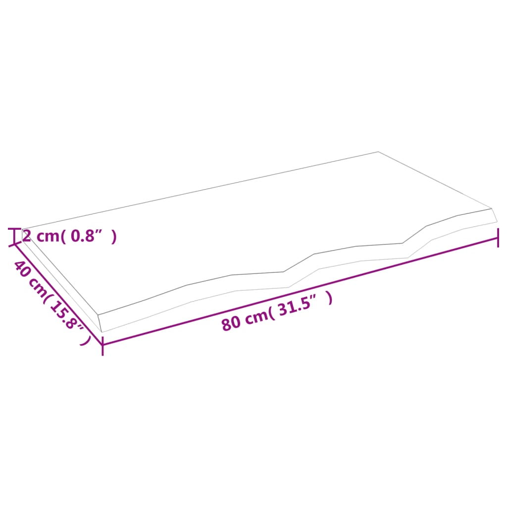 Wastafelblad Behandeld Massief Hout Donkerbruin Donkergrijs 80 x 40 x 2 cm