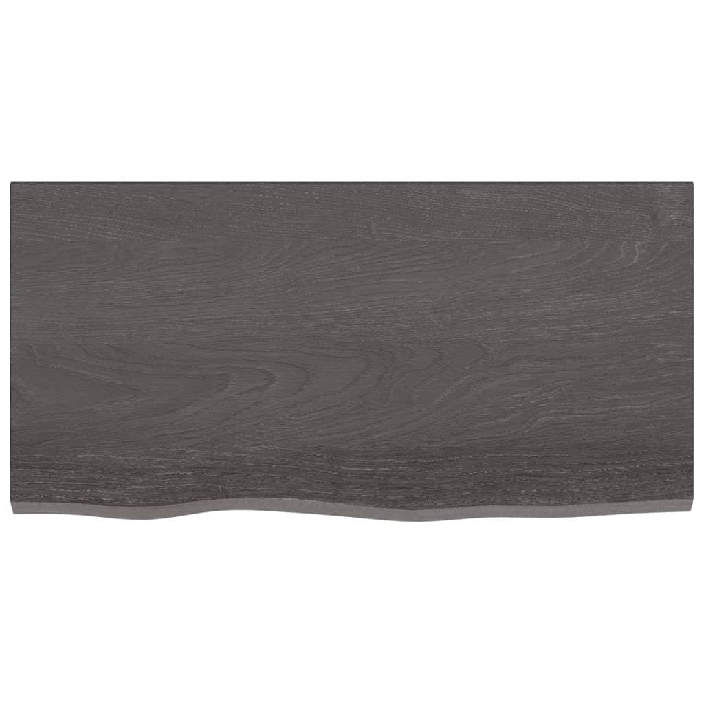 Wastafelblad 80X40X(2-4) Cm Behandeld Massief Hout Donkergrijs 80 x 40 x 4 cm