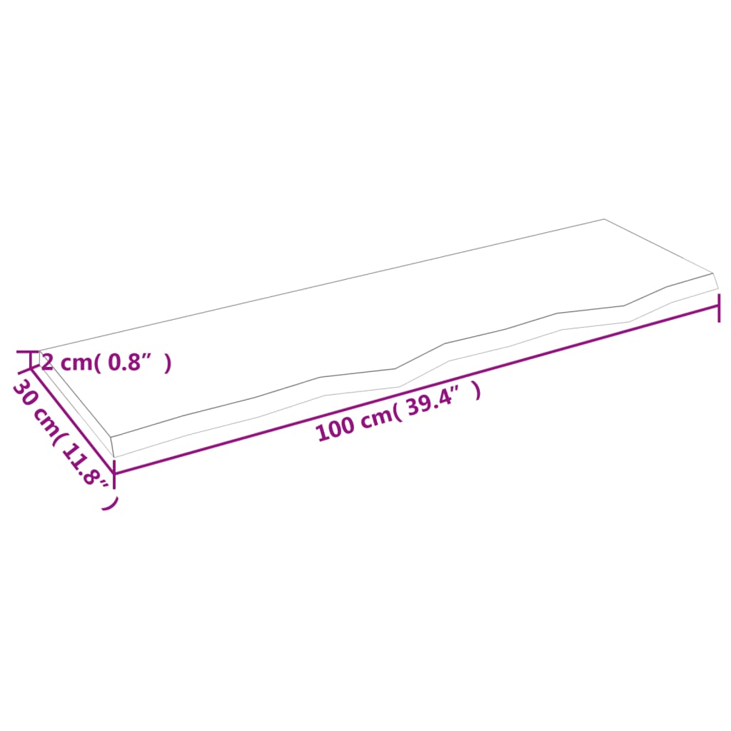 Wastafelblad Behandeld Massief Hout Donkergrijs 100 x 30 x 2 cm