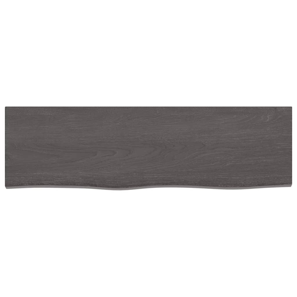 Wastafelblad 100X30X(2-6) Cm Behandeld Massief Hout Donkergrijs 100 x 30 x 6 cm