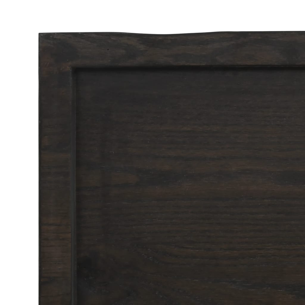 Wastafelblad 100X40X(2-4) Cm Behandeld Massief Hout Donkerbruin Donkergrijs 100 x 40 x 4 cm