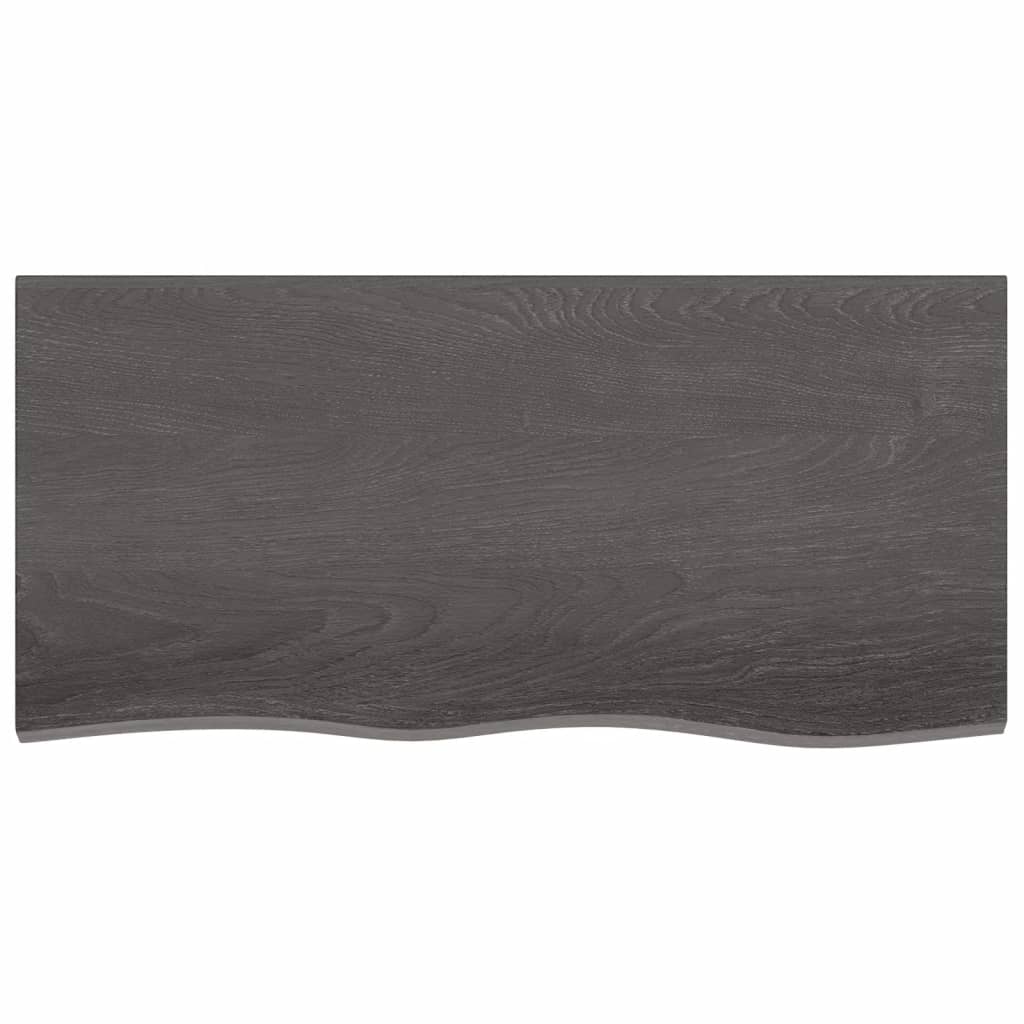 Wastafelblad 100X50X(2-4) Cm Behandeld Massief Hout Donkergrijs 100 x 50 x 4 cm