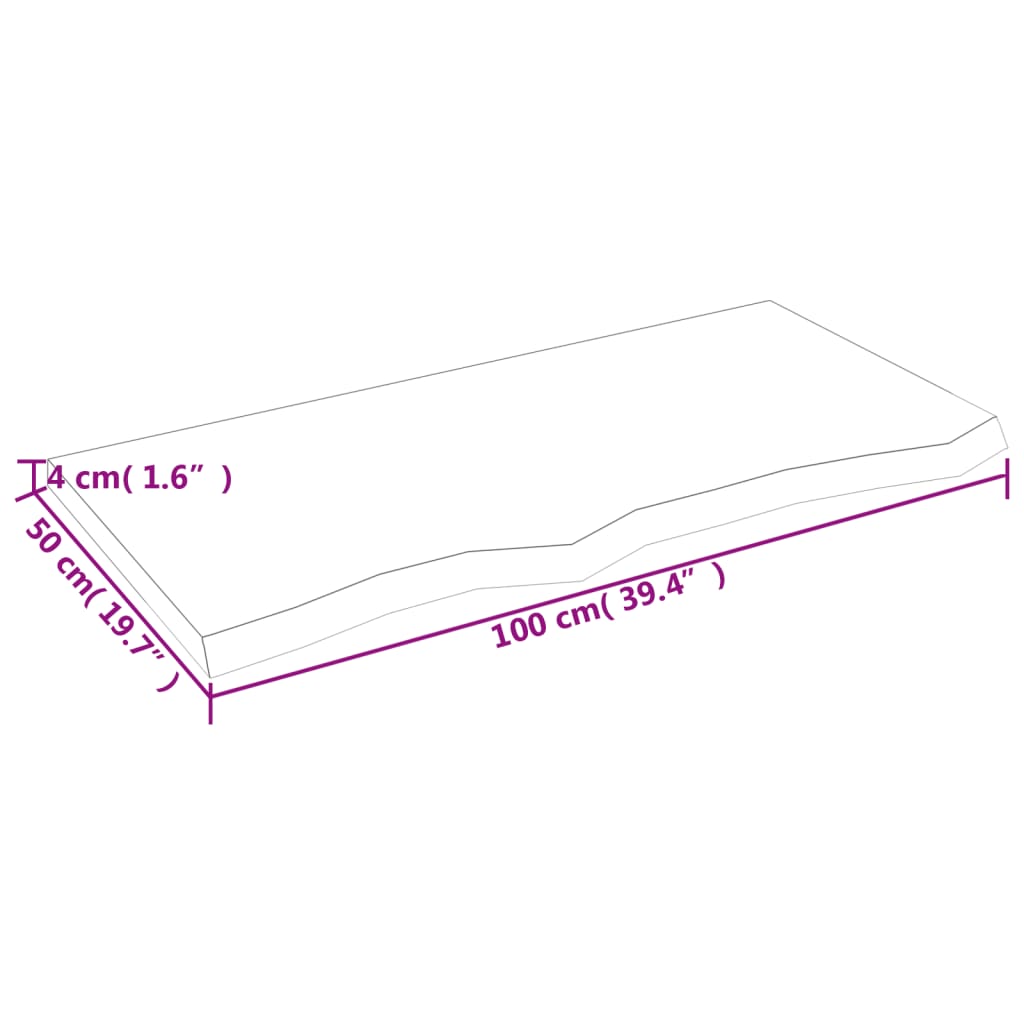 Wastafelblad 100X50X(2-4) Cm Behandeld Massief Hout Donkergrijs 100 x 50 x 4 cm