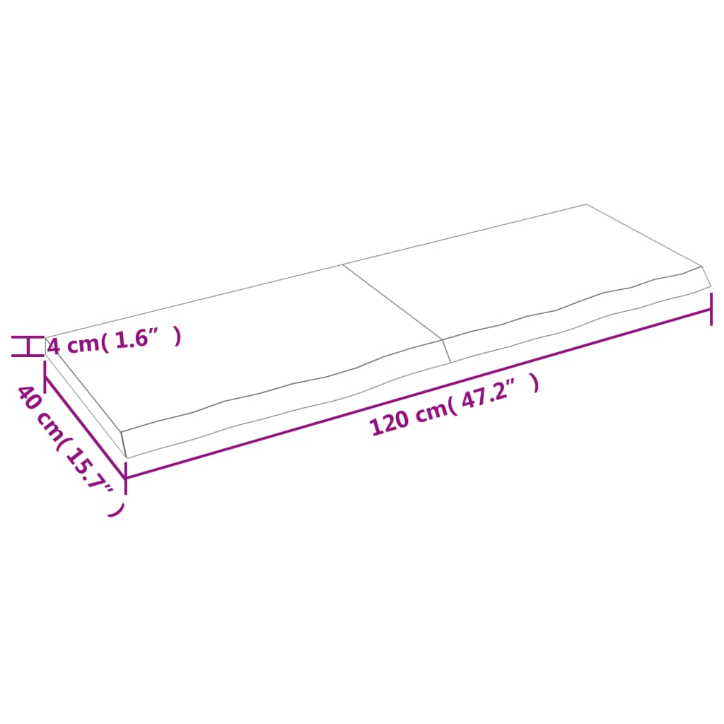 Wastafelblad 120X40X(2-4) Cm Behandeld Massief Hout Donkergrijs 120 x 40 x 4 cm