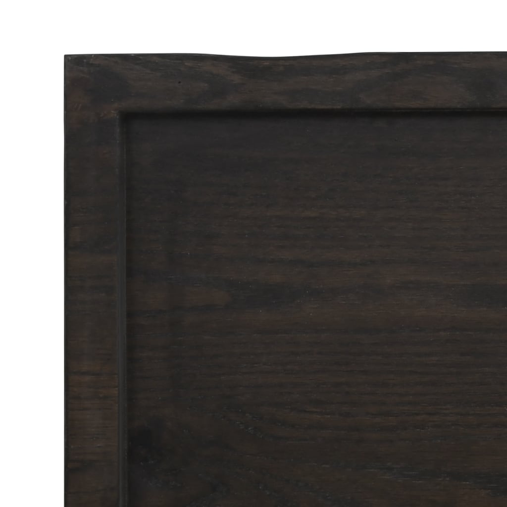 Wastafelblad 140X30X(2-6) Cm Behandeld Massief Hout Donkergrijs 140 x 30 x 6 cm