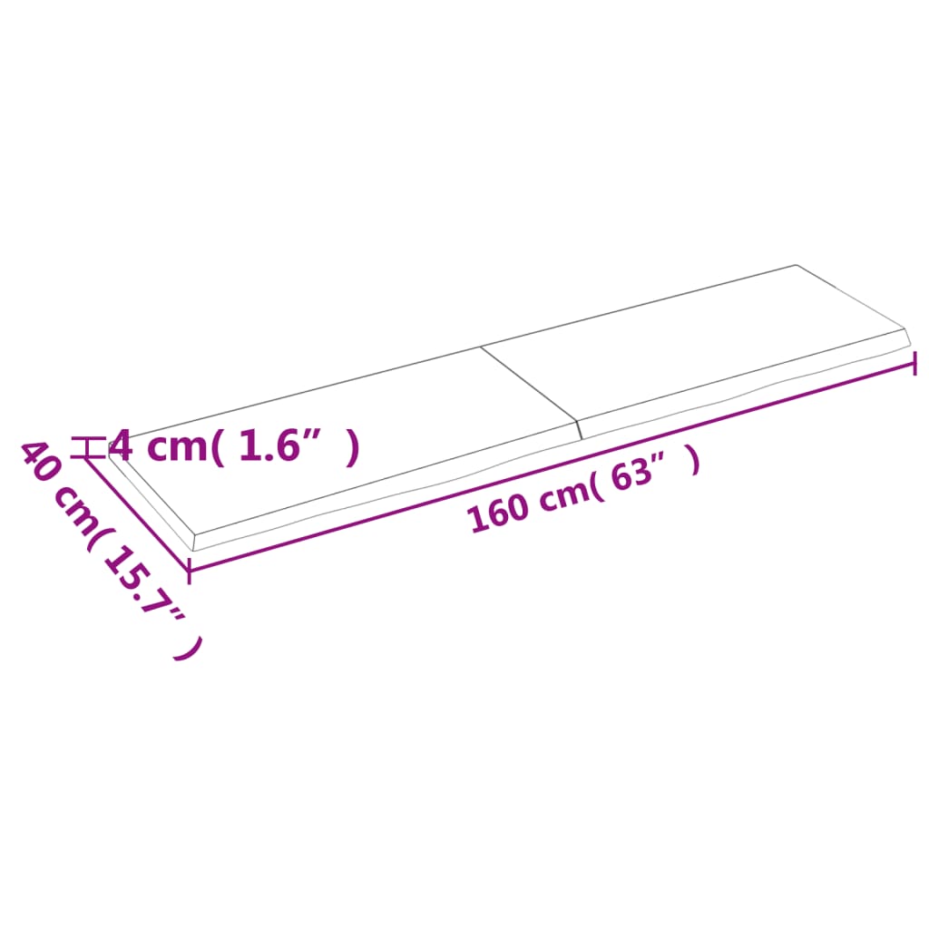 Wastafelblad 160X40X(2-4) Cm Behandeld Massief Hout Donkergrijs 160 x 40 x 4 cm